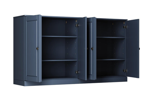 64" French Blue Solid Wood Sideboard With Two Doors HomeRoots