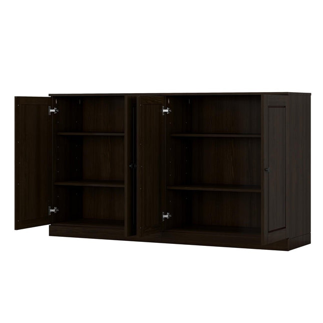 64" Espresso Solid Wood Sideboard With Two Doors HomeRoots
