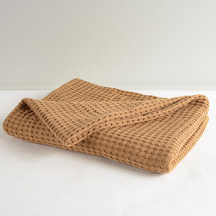 50" X 60" Amber Cotton Waffle Weave Throw Blanket HomeRoots