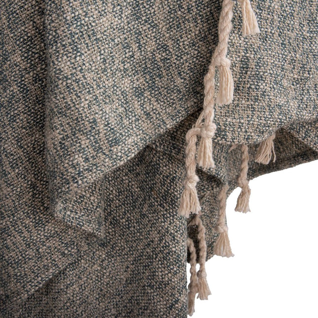 50" X 60" Teal Throw Blanket with Fringe HomeRoots