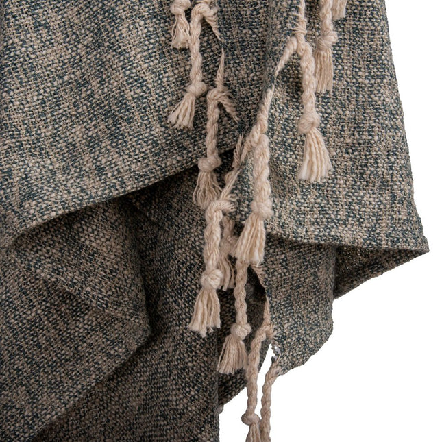 50" X 60" Teal Throw Blanket with Fringe HomeRoots