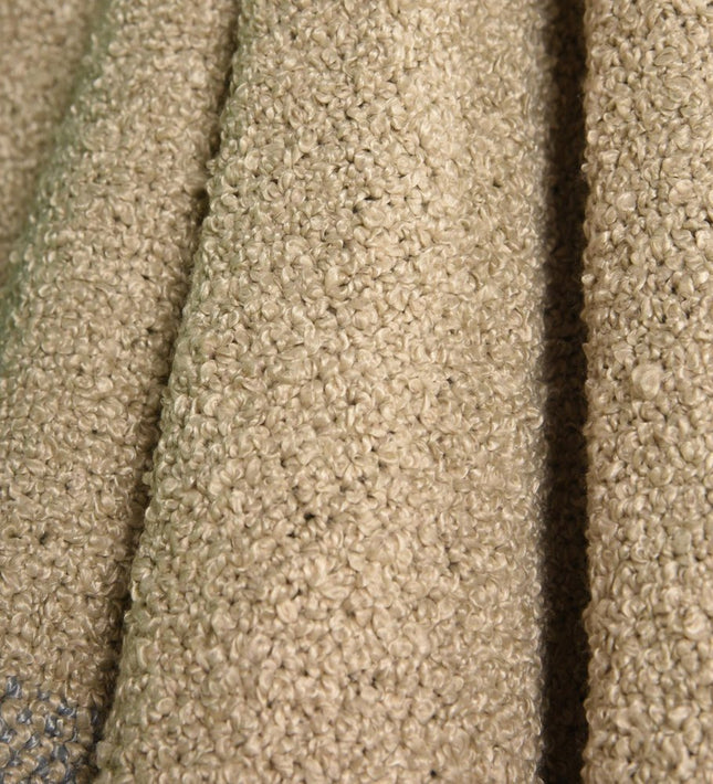 50" X 60" Natural Beige Slate Blue And Slate Gray Color Block Throw Blanket with Fringe HomeRoots