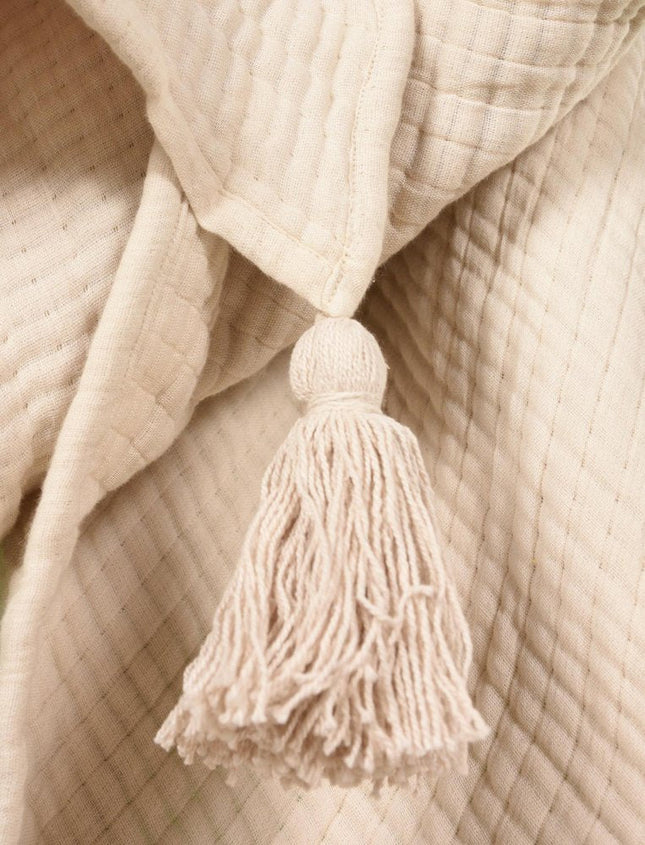 50" X 60" Vanilla Cotton Throw Blanket with Tassels HomeRoots