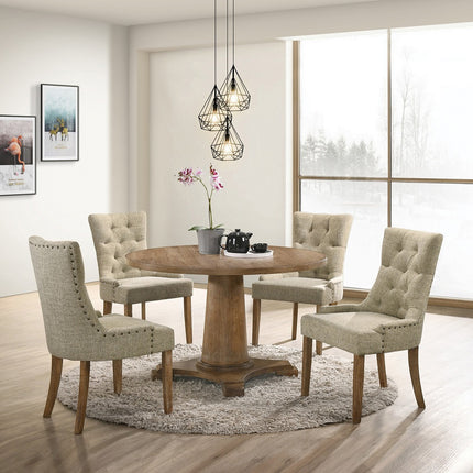 ACME 77162 Yotam Side Chair, Beige Fabric & Salvaged Oak Finish