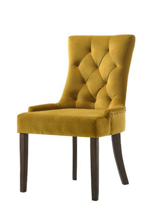 ACME 77163 Farren Side Chair, Yellow Velvet & Espresso Finish ACME Furniture