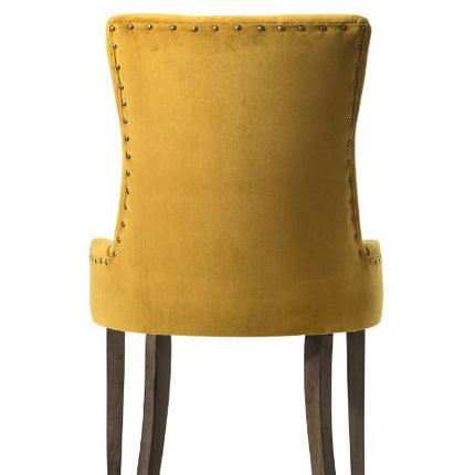 ACME 77163 Farren Side Chair, Yellow Velvet & Espresso Finish