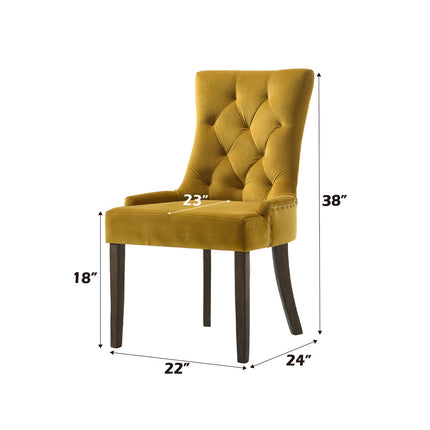 ACME 77163 Farren Side Chair, Yellow Velvet & Espresso Finish