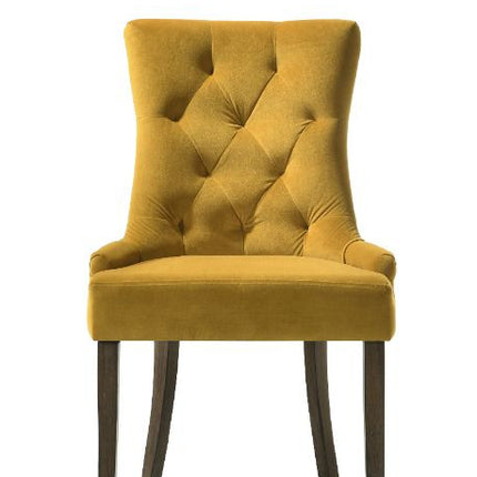 ACME 77163 Farren Side Chair, Yellow Velvet & Espresso Finish