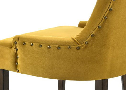 ACME 77163 Farren Side Chair, Yellow Velvet & Espresso Finish