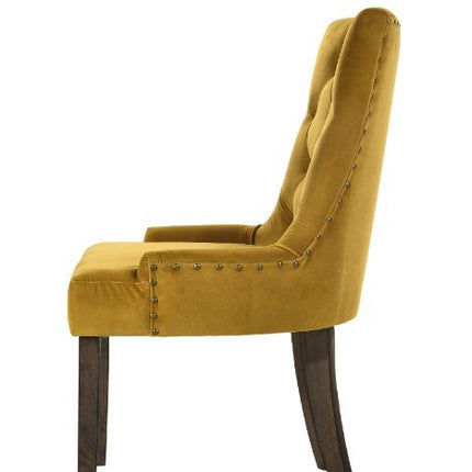 ACME 77163 Farren Side Chair, Yellow Velvet & Espresso Finish