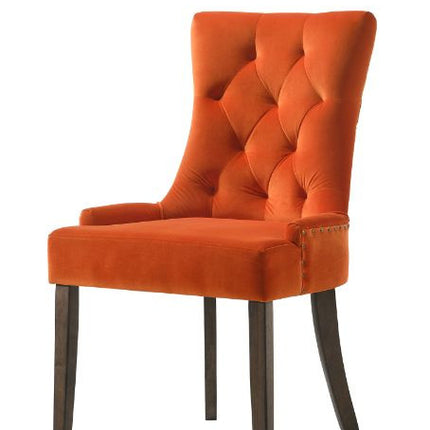 ACME 77164 Farren Side Chair, Orange Velvet & Espresso Finish