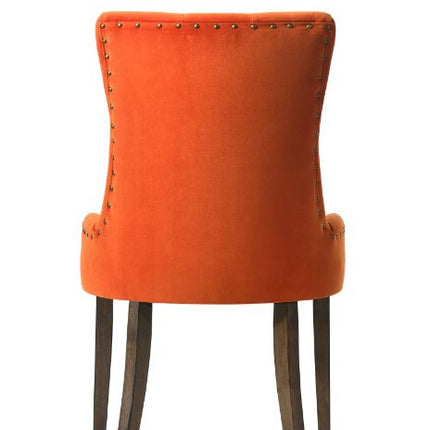 ACME 77164 Farren Side Chair, Orange Velvet & Espresso Finish
