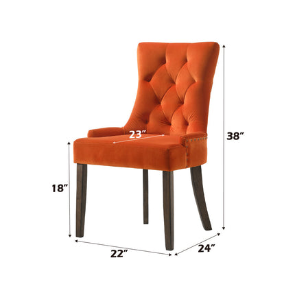 ACME 77164 Farren Side Chair, Orange Velvet & Espresso Finish