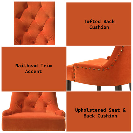 ACME 77164 Farren Side Chair, Orange Velvet & Espresso Finish