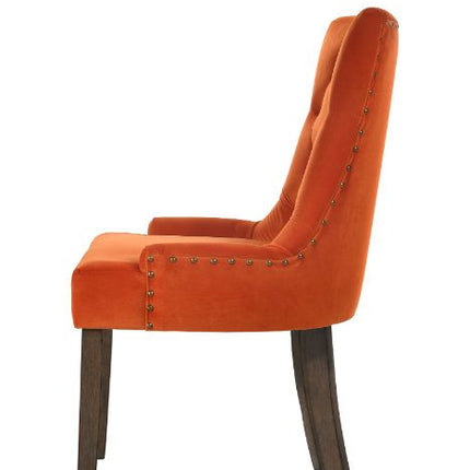 ACME 77164 Farren Side Chair, Orange Velvet & Espresso Finish