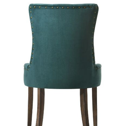ACME 77166 Farren Side Chair, Green Velvet & Espresso Finish