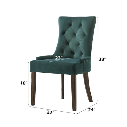 ACME 77166 Farren Side Chair, Green Velvet & Espresso Finish