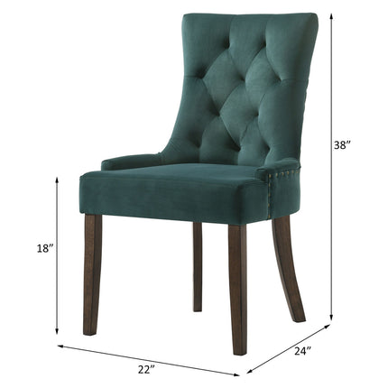 ACME 77166 Farren Side Chair, Green Velvet & Espresso Finish
