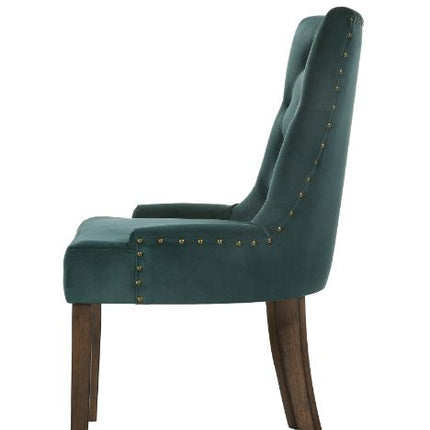 ACME 77166 Farren Side Chair, Green Velvet & Espresso Finish