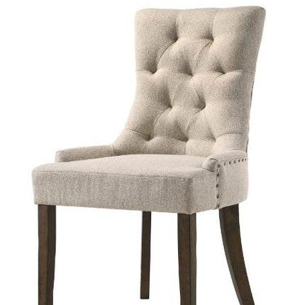 ACME 77172 Farren Side Chair, Beige Fabric & Espresso Finish