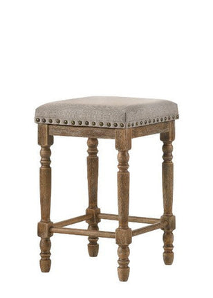 ACME 77177 Farsiris Counter Height Stool, Beige Fabric & Weathered Oak Finish ACME Furniture