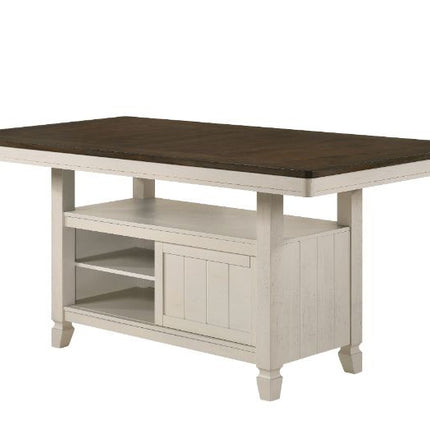 ACME 77180 Tasnim Counter Height Table, Oak & Antique White Finish