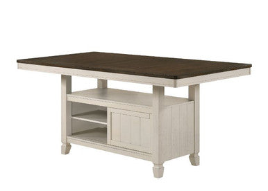 ACME 77180 Tasnim Counter Height Table, Oak & Antique White Finish ACME Furniture