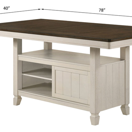 ACME 77180 Tasnim Counter Height Table, Oak & Antique White Finish