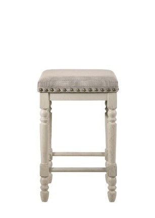 ACME 77182 Tasnim Counter Height Stool, Tan Fabric & Antique White Finish