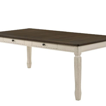 ACME 77190 Fedele Dining Table, Weathered Oak & Cream Finish