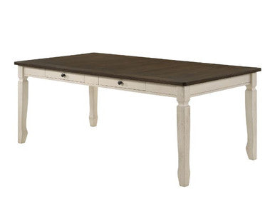ACME 77190 Fedele Dining Table, Weathered Oak & Cream Finish ACME Furniture