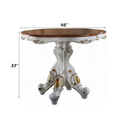 ACME 78210 Picardy Counter Height Table, Antique Pearl & Cherry Oak