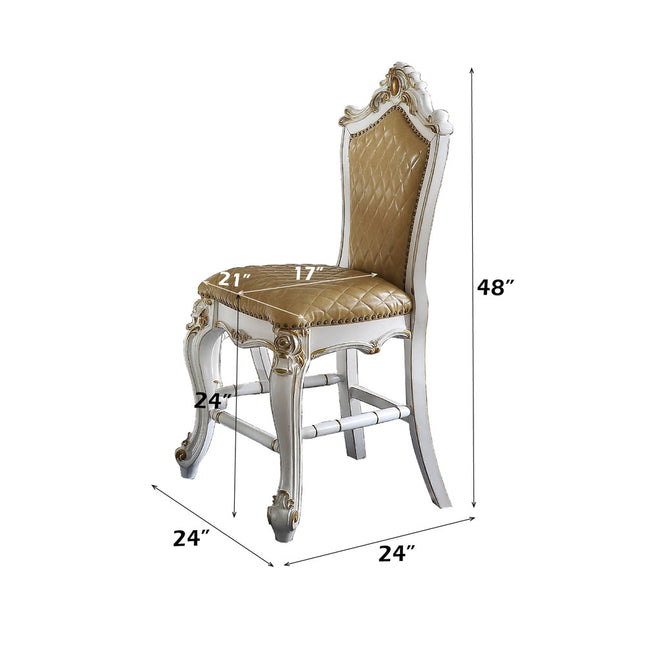ACME 78212 Picardy Counter Height Chair (Set-2), Antique Pearl & Butterscotch PU