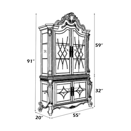 ACME 78213 Picardy Curio Cabinet, Antique Pearl