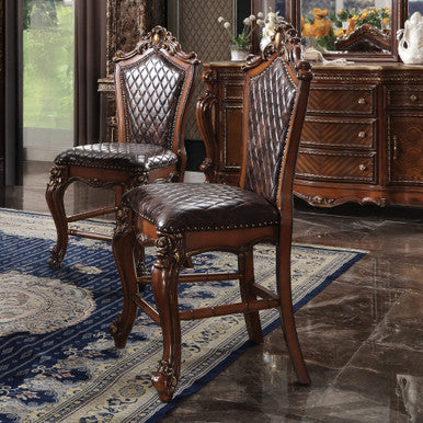ACME 78222 Picardy Counter Height Chair (Set-2), Cherry Oak & PU ACME Furniture