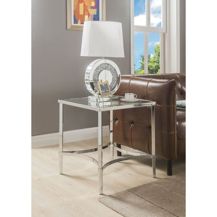ACME 80192 Petunia End Table, Chrome & Mirror