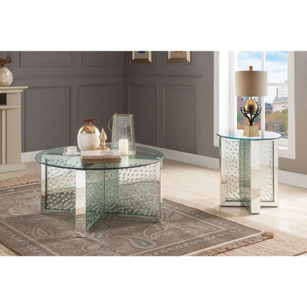 ACME 80215 Nysa Coffee Table, Mirrored & Faux Crystals