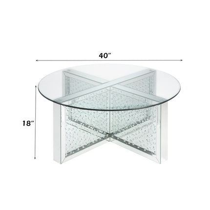 ACME 80215 Nysa Coffee Table, Mirrored & Faux Crystals
