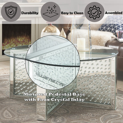 ACME 80215 Nysa Coffee Table, Mirrored & Faux Crystals