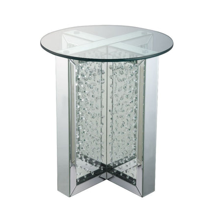 ACME 80217 Nysa End Table, Mirrored & Faux Crystals