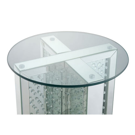 ACME 80217 Nysa End Table, Mirrored & Faux Crystals