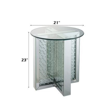 ACME 80217 Nysa End Table, Mirrored & Faux Crystals