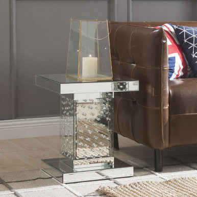 ACME 80284 Nysa End Table, Mirrored & Faux Crystals ACME Furniture