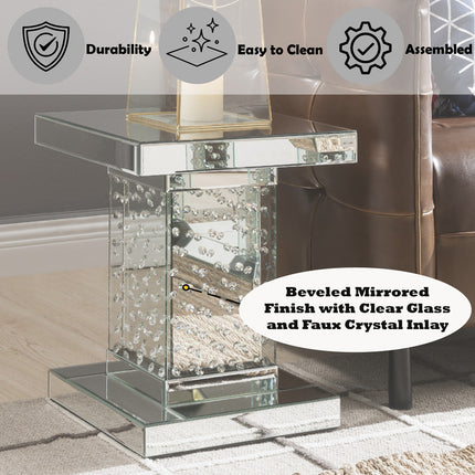 ACME 80284 Nysa End Table, Mirrored & Faux Crystals