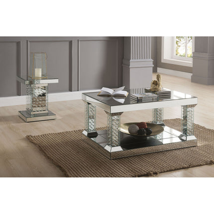ACME 80285 Nysa Coffee Table, Mirrored & Faux Crystals