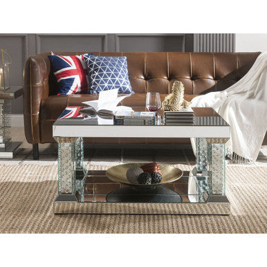 ACME 80285 Nysa Coffee Table, Mirrored & Faux Crystals ACME Furniture