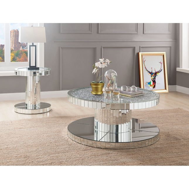 ACME 80300 Ornat Coffee Table, Mirrored & Faux Stones