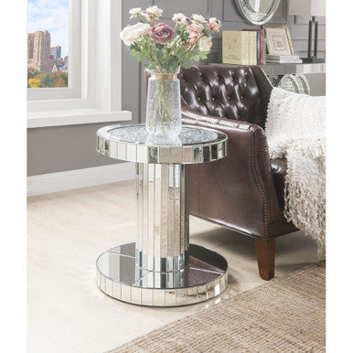 ACME 80302 Ornat End Table, Mirrored & Faux Stones ACME Furniture