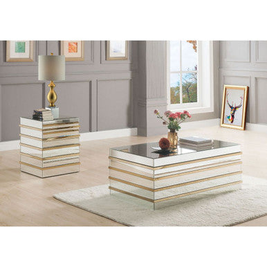 ACME 80330 Osma Coffee Table, Mirrored & Gold ACME Furniture