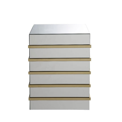 ACME 80332 Osma End Table, Mirrored & Gold